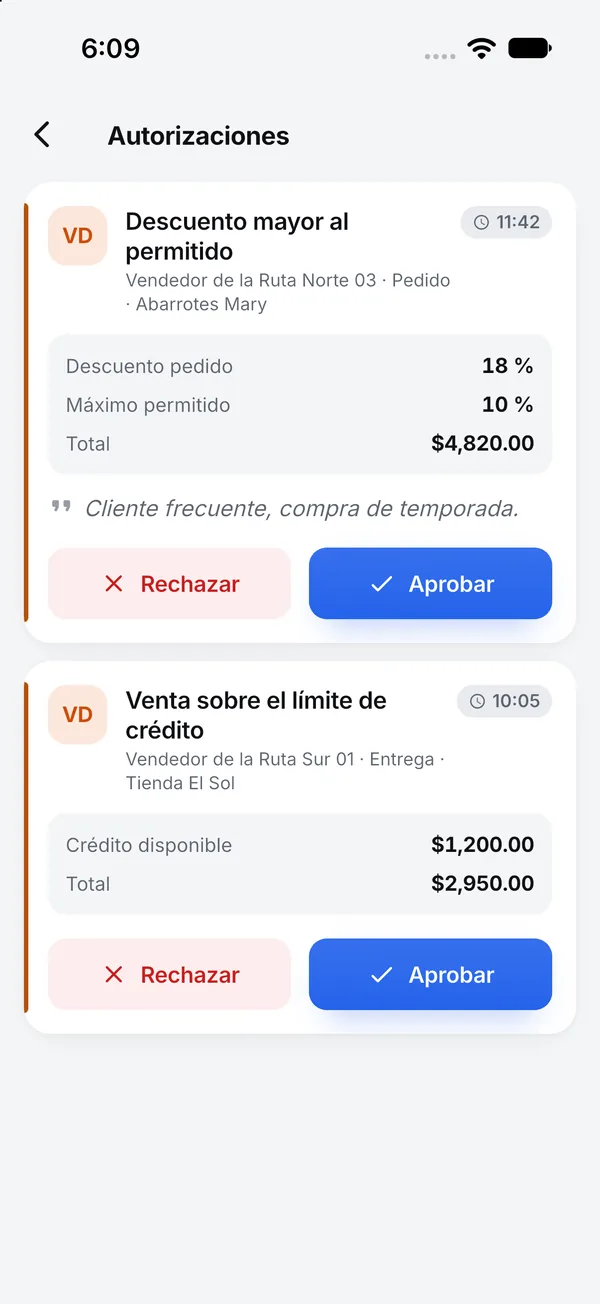 Approval requests in the Nori app